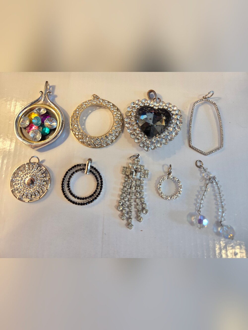 Silver Tone Crystal Pendant Collection - Assorted Clear & Multicolor Styles